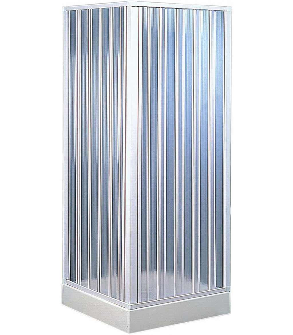 Hoekdouchecabine van PVC met vouwdeuren - 2 deuren met centrale opening 110x110x187cm