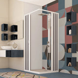 GIOVE NEW FLEX douchescherm met middensluiting, transparante kunststof lamellen en robuust kunststof frame, ruimtebesparende douchewand van 75/90 cm breed en 185 cm hoog
