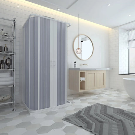 "Flex" 3-zijdige douchecabine met brede band, centrale opening en inklapbaar ontwerp 80x90x80x185