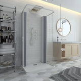 "Flex" 3-zijdige douchecabine met brede band, centrale opening en inklapbaar ontwerp 100x100x100x185