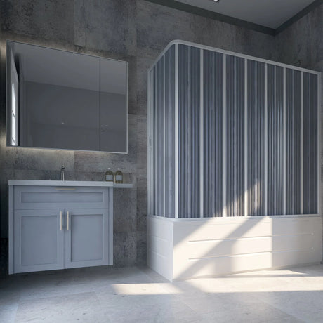 "Flex"-box boven hoekbad met brede zijopening en verstelbare balg 70x170x150