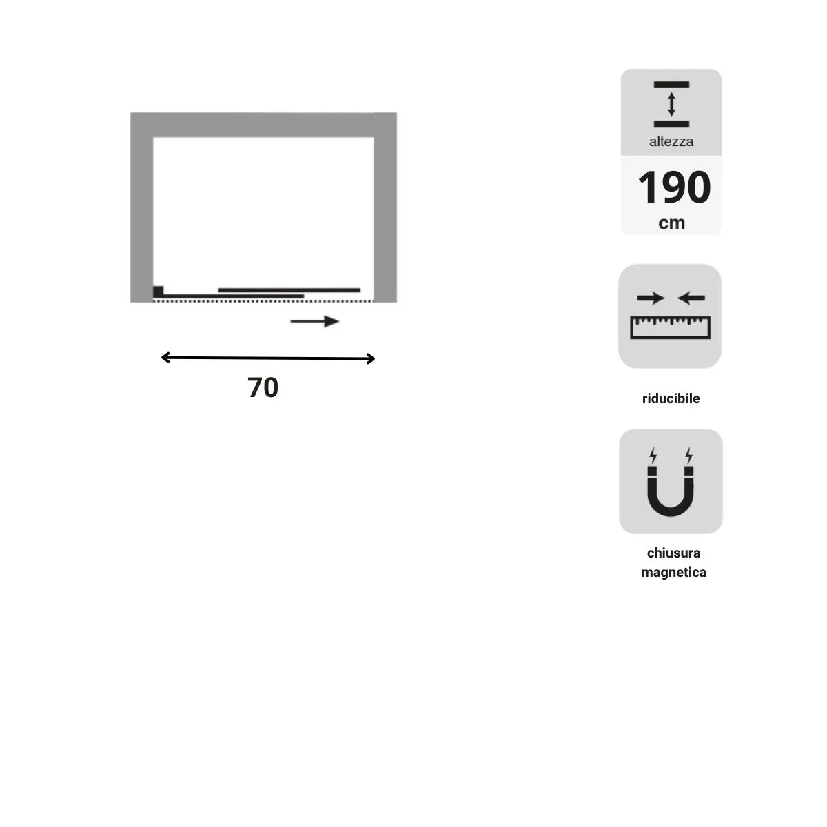 Vaste Douchewand "Acril" Pastelwit 87x90x190cm