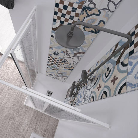 acril douchecabine met zijsluiting witte pvc profielen acryl guazza effect schuifdeuren hoogte 190 cm verstelbare moderne douchecabine