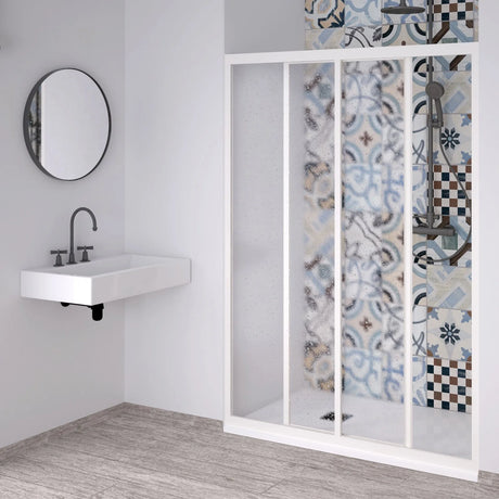 acril douchecabine met zijsluiting witte pvc profielen acryl guazza effect schuifdeuren hoogte 190 cm verstelbare moderne douchecabine