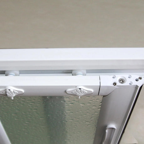 acril hoekdouchecabine met centrale opening witte pvc profielen acryl guazza effect schuifdeuren hoogte 190 cm verstelbare moderne douchecabine