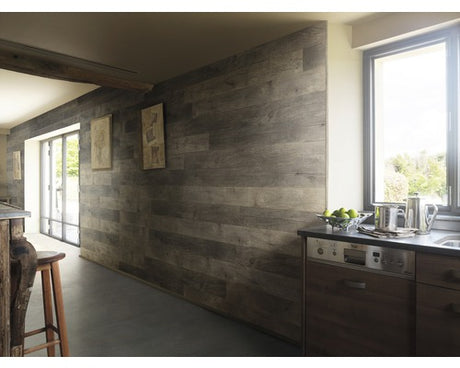 grosfillex element compact premium megeve grijs pvc wandpanelen houtlook 120 x 15,4 cm voor wand en plafond