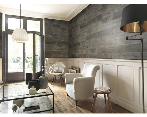 grosfillex element compact premium megeve grijs pvc wandpanelen houtlook 120 x 15,4 cm voor wand en plafond