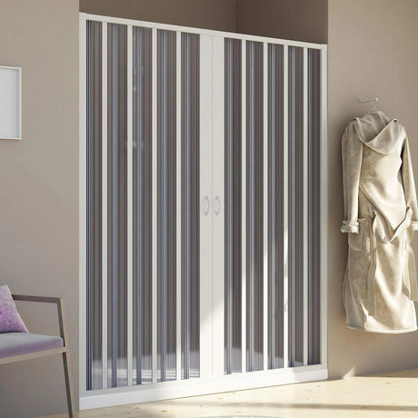 marte new flex douchescherm met middensluiting transparante lamellen witte pvc profielen verstelbaar ontwerp hoogte 185 cm ruimtebesparende douchewand