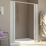 marte new flex douchescherm met middensluiting transparante lamellen witte pvc profielen verstelbaar ontwerp hoogte 185 cm ruimtebesparende douchewand