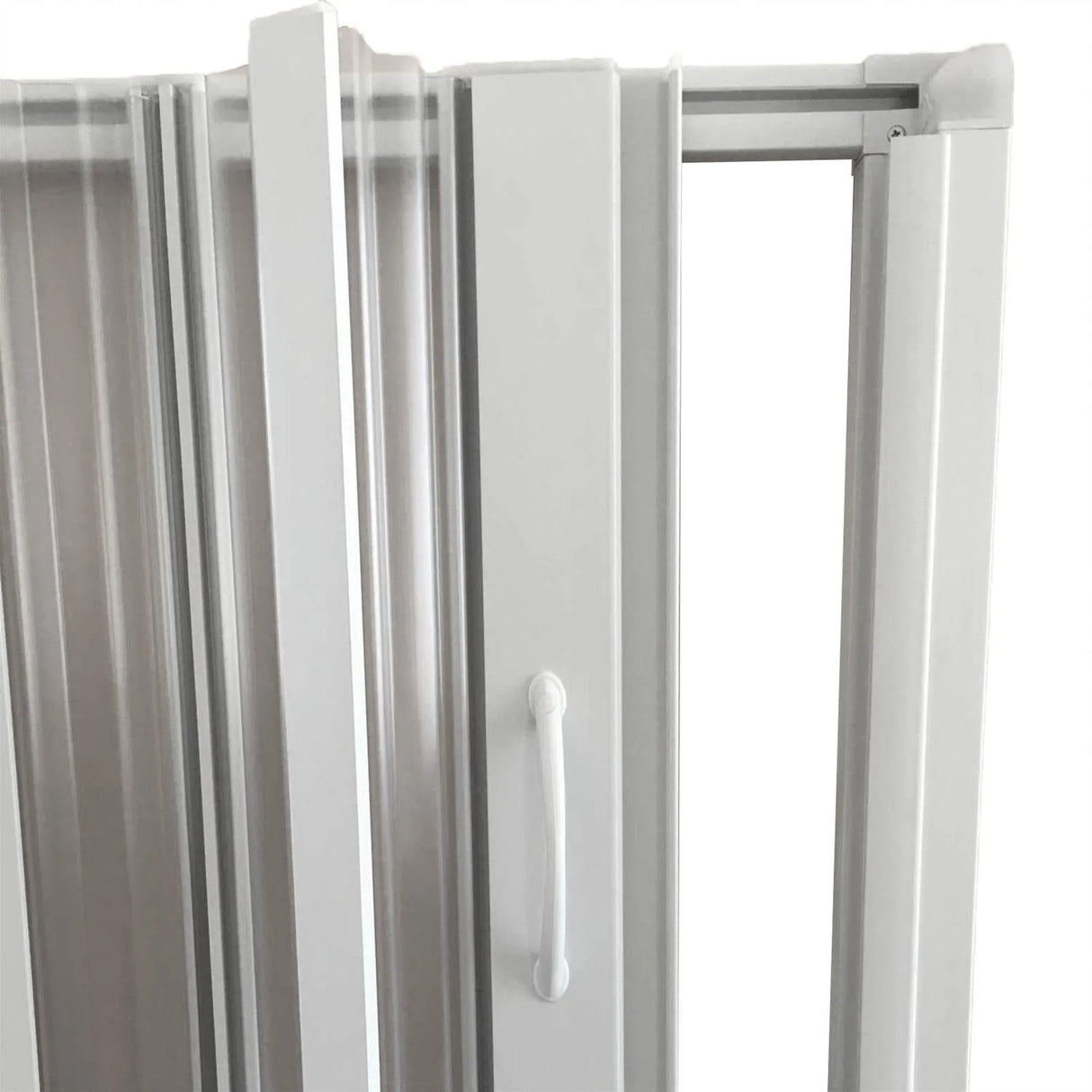 marte new flex douchescherm met middensluiting transparante lamellen witte pvc profielen verstelbaar ontwerp hoogte 185 cm ruimtebesparende douchewand