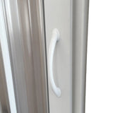 marte new flex douchescherm met middensluiting transparante lamellen witte pvc profielen verstelbaar ontwerp hoogte 185 cm ruimtebesparende douchewand