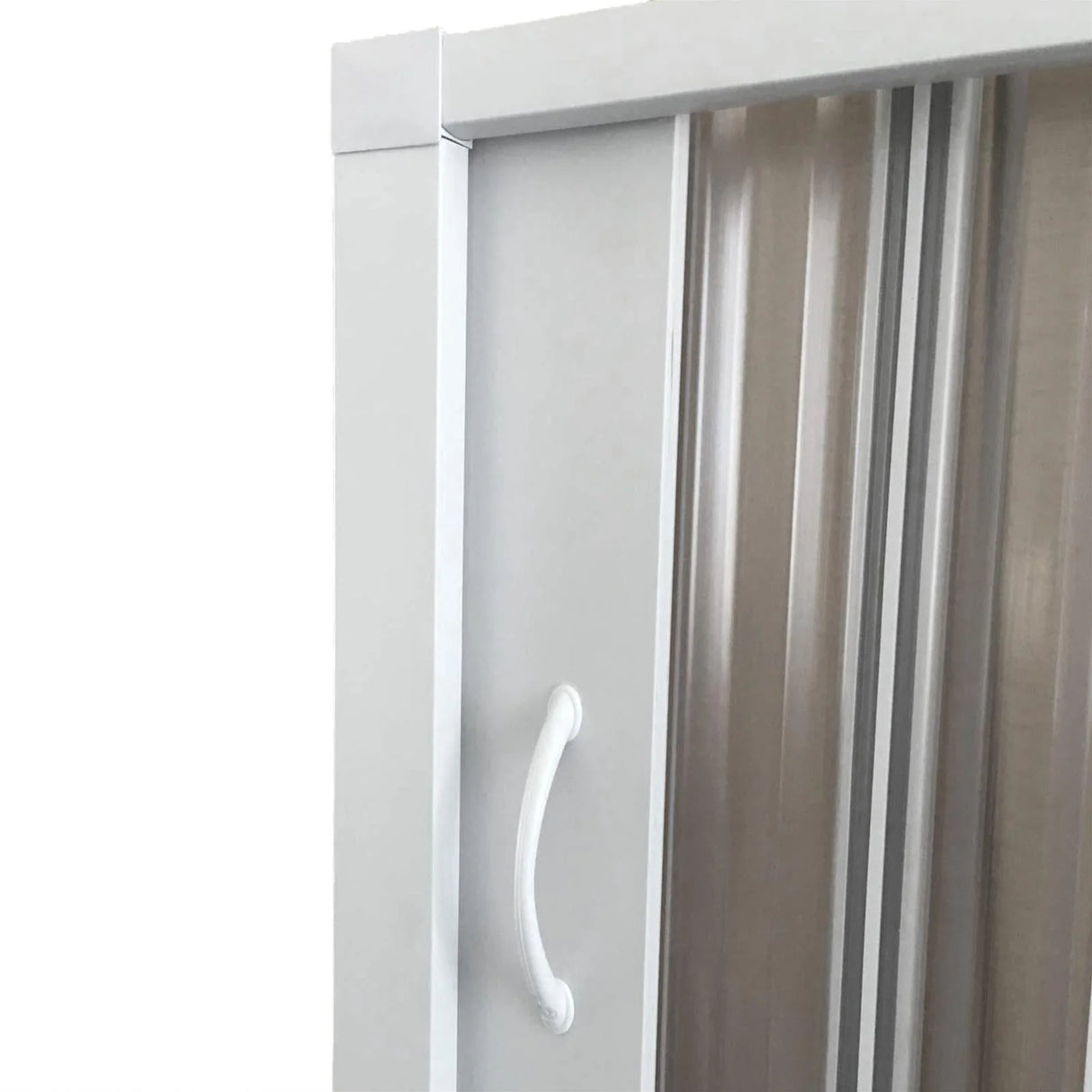 marte new flex douchescherm met middensluiting transparante lamellen witte pvc profielen verstelbaar ontwerp hoogte 185 cm ruimtebesparende douchewand