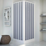 nova sky hoekdouchecabine met centrale opening witte pvc profielen balgopening magnetische sluiting verstelbaar ruimtebesparende douchecabine
