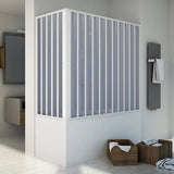 nova vasca hoekdouchecabine met centrale opening witte pvc profielen balgopening magnetische sluiting verstelbaar van 70 x 140 tot 70 x 170 cm