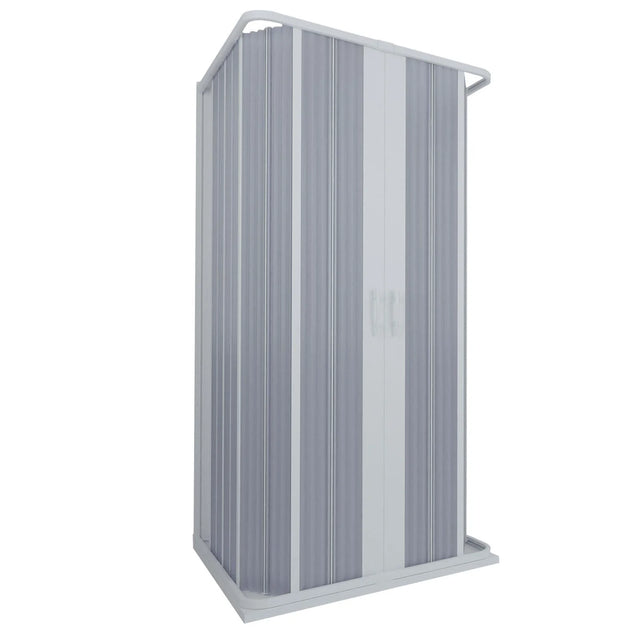 saturno new flex douchecabine witte pvc profielen balgopening verstelbaar ontwerp voorgemonteerde vouwdeuren ruimtebesparende douchecabine