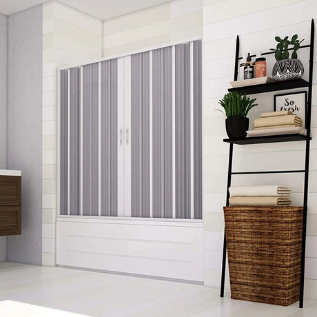 vasca marte new flex badscherm met centrale opening witte pvc profielen balgopening magnetische sluiting verstelbaar van 140 tot 170 cm ruimtebesparend ontwerp