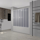 vasca marte new flex badscherm met zijsluiting witte pvc profielen balgopening magnetische sluiting verstelbaar van 140 tot 170 cm ruimtebesparend ontwerp